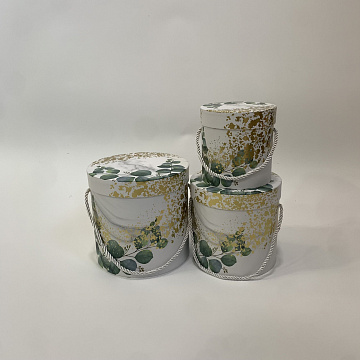 Набор коробок с крышкой "Эко-эстетика" 18x17,2, 15,5x15, 12x12,2 см, 3 шт., белый