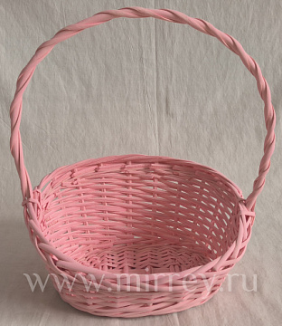 Корзина плетеная (ива), 26*21*8*13*32 см, 1 шт., розовый