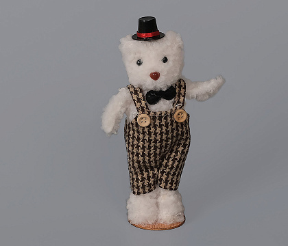 Новогоднее декоративное изделие "Мишка", 15 см, белый с коричневым