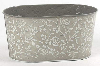 Декоративное овальное кашпо 22.5X13.5XH11.5CM 20X11СМ, серый, металл