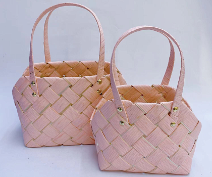 Набор корзин плетеных (секвойя): 28*13*17, 21*10*15, 2 шт., св.розовый