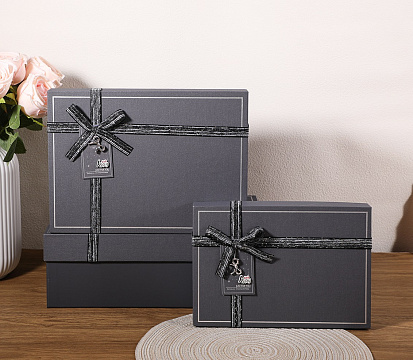 Набор коробок подарочных 33,5*25*11,5, 29*21*9, 24,5*17*6,5 см, 3 шт., серый