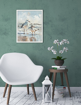 Постер "Чайки"  с глянцевым покрытием, рама пластиковая со стеклом, 50x40x2,5