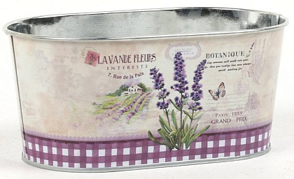 Декоративное овальное кашпо "Вкус лаванды" 17X10XH6.5 см. металл