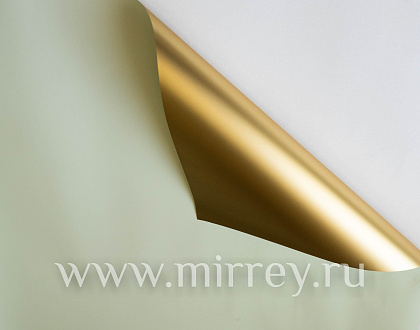 Упак. материал флористическая пленка с золотом, 70 мкр, 58 см х 10 м, салатовый