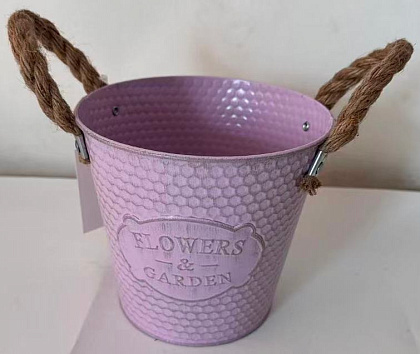 Кашпо металлическое 16*14,5*11,5 , 1 шт., св.розовый