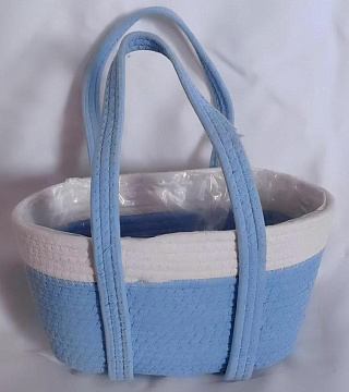 Корзина плетеная из хлопкового волокна, 30x15xH18xHH35 B26x11, 1 шт.. св.голубой