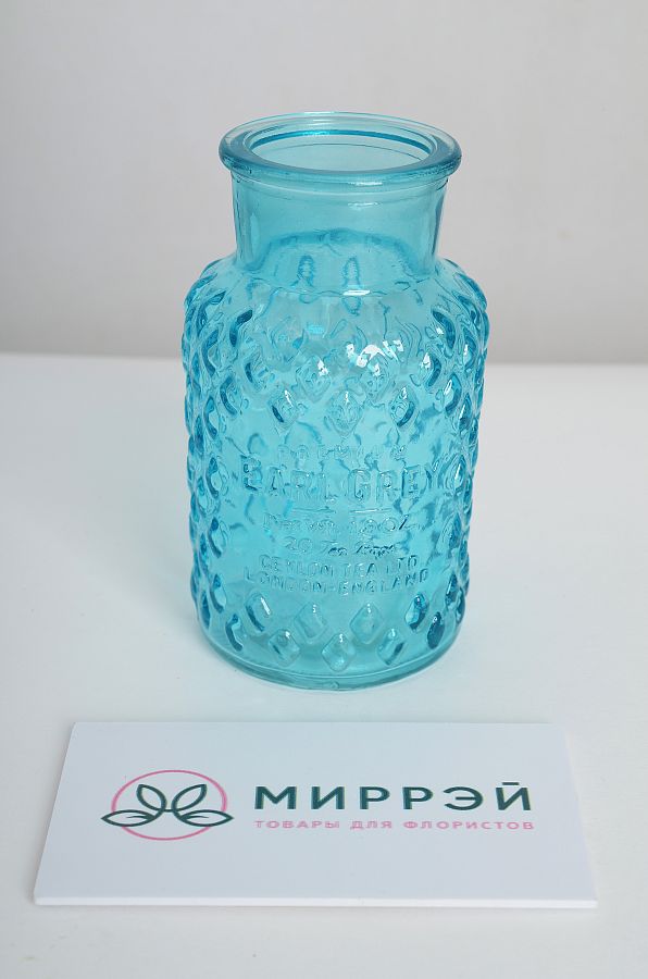 Стеклянная ваза, 6.5x12.5 см, голубой