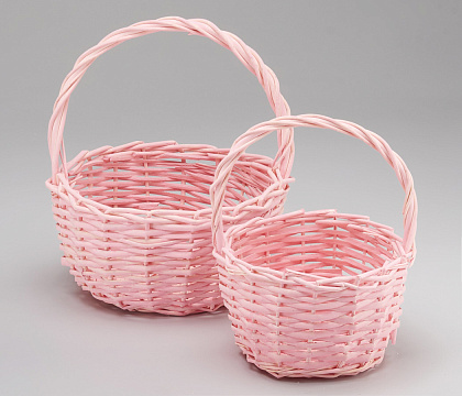 Набор корзин плетеных (ива), D24x13/26 см, D18x11/23 см, 2 шт., розовый