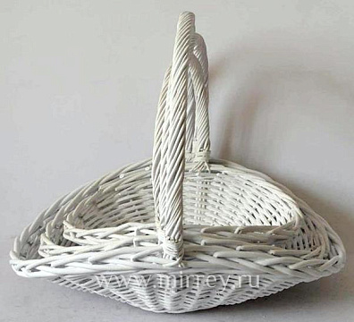 Набор корзин (ива) 50x40 H9/13/40; 44x33 H6/14/35; 36x26H8/13/30, 3 шт., белый