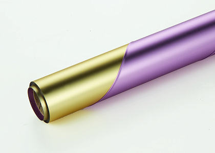 Упак. материал флористич. пленка "Двухцветный металл", 53 мкр, 58 см х 10 м, золото / св-лиловый