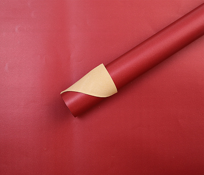 Водонепроницаемый упак. материал флористическая пленка с крафт бумагой, 80гр/м2, 50 см*10 м, винный