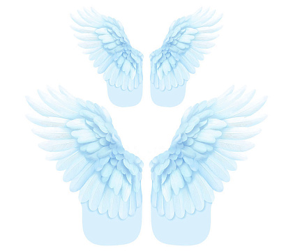 Упак. бумага "Крылья ангела", набор крыло L:50*37см + крыло S:33*22см, 10 наборов (20 шт) /упак, небесно-голубой