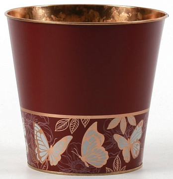 Декоративное кашпо "Бабочки" D17XH16CM/B12, металл, бордовый