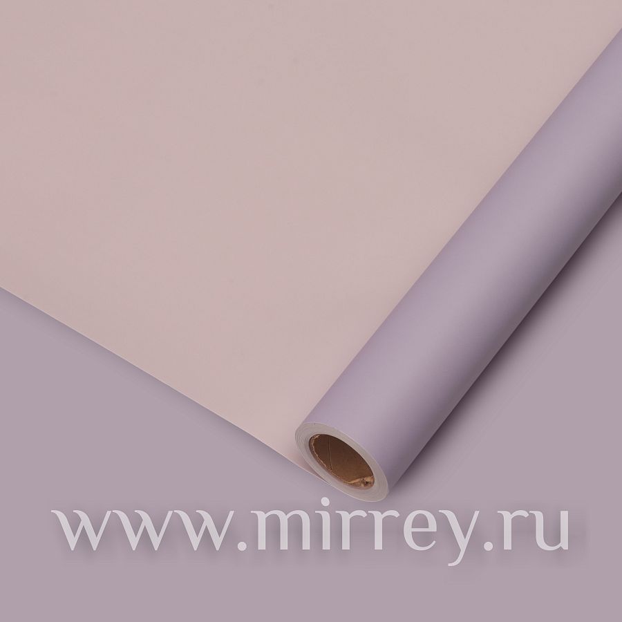 Упак. материал флористическая пленка"DOUBLE SIDE" 65 мкр, 58 см х 10м, лавандовый/светло-сиреневый