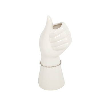 Ваза декоративная керамическая, цвет белый, 6,5*19 см