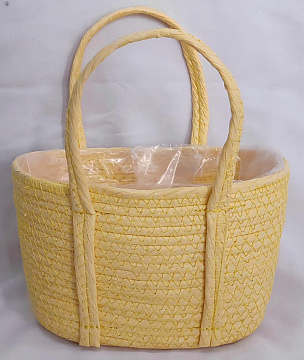 Корзина плетеная из эколозы 22x12xH13XHH25XB18X9, 1 шт., светло-лимонный