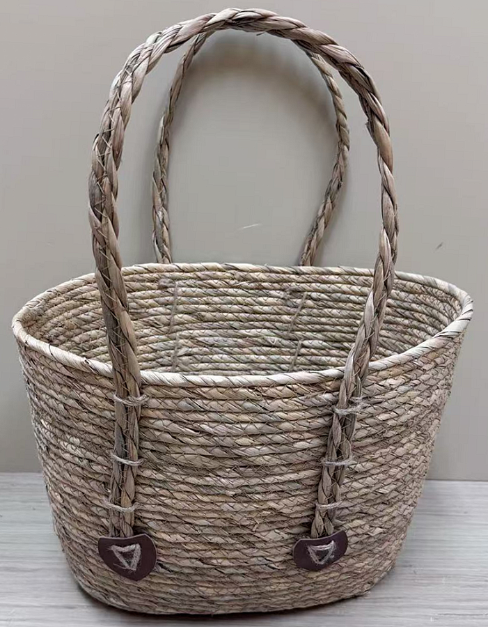 Корзина плетеная из рогоза 36*27*22*29*16, 1 шт., натур.
