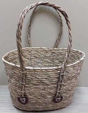 Корзина плетеная из рогоза 36*27*22*29*16, 1 шт., натур.