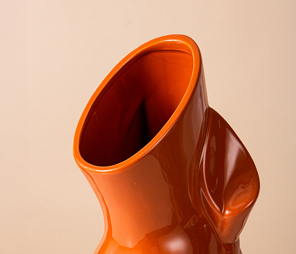 Керамическая декоративная ваза серия "Конь", цвет оранжевый, 19*19*49,5 см