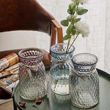 Ваза стеклянная 10*11,5*18 см, 1 шт., градиент сиреневый