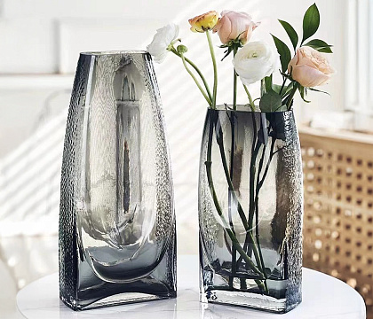 Ваза стеклянная D15 * H35 см, 1 шт., серый