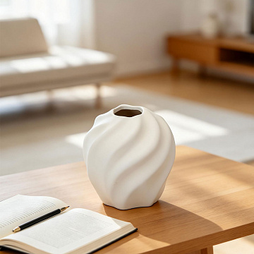 Ваза керамическая, цвет белый, 12,5*14 см