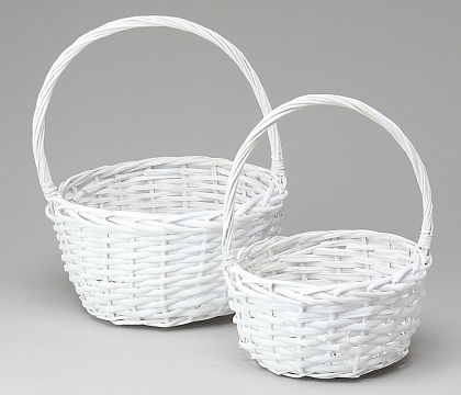 Набор корзин (ива), D29 H16 HH35 b22, D24 H13 HH31 b17, 2 шт., белый