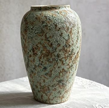 Ваза керамическая декоративная, цвет желто-зеленый, 30*19 см.