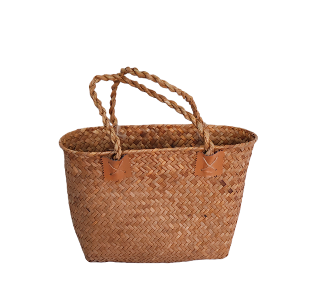 Корзина плетеная (рогоз): 35x14xH23XHH39 B27X9, 1 шт., натур.