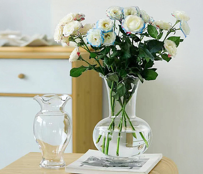 Ваза стеклянная D17 * H27 см, 1 шт.,прозрачный