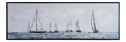 Картина "Паруса", 30% ручная работа, рама пластиковая, 40x120