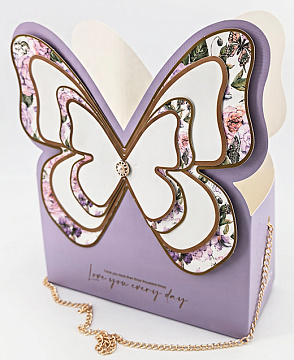 Сумочка с металлической ручкой "Батерфлай", 18*8*21.5 см. 10 шт./упак., пастельно-сиреневый