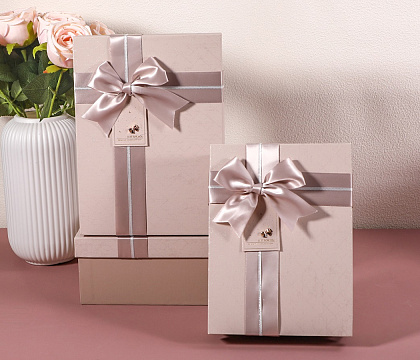 Набор коробок подарочных 22,5*16*9,5, 20*14*8, 17,5*12,5*6,5 см, 3 шт., св.бежевый