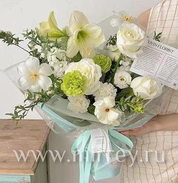 Дизайнерская бумага "Flowers", 53см х 53см, 100г/м2, 10 листов /упак, пастельно-зеленый