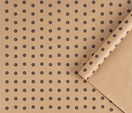 А Бумага крафт с рисунком "Горох" Черный 70см 400гр