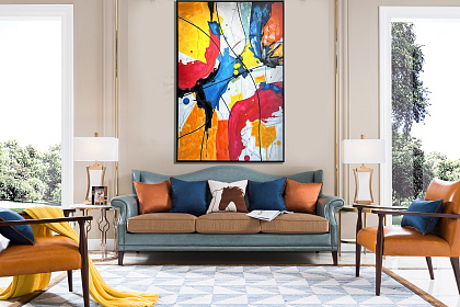 Картина "Акцент", 80% ручная работа, рама пластиковая, 80x120