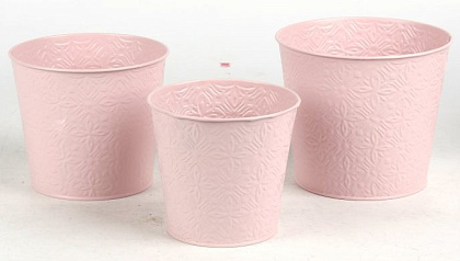 Набор декоративных кашпо 17X14.5CM B13,15X13.5CM B12,13.5X12.3CM B10, 3 шт., светло-розовый, металл