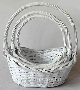 Набор корзин (ива) 38x28 H13/17/40; 30x23 H11/15/35; 26x18H10/13/30, 3 шт., белый