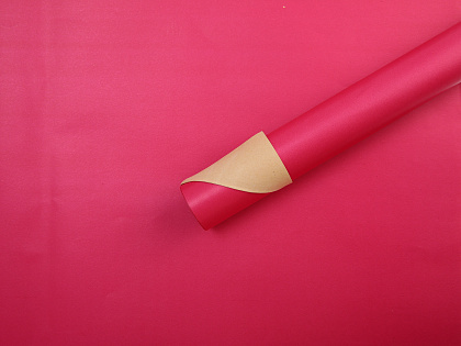 Водонепроницаемый упак. материал флористическая пленка с крафт бумагой, 80гр/м2, 50 см*10 м, фуксия