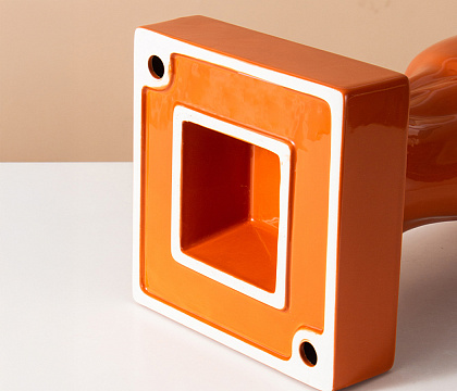 Керамическая декоративная ваза серия "Конь", цвет оранжевый, 19*19*49,5 см