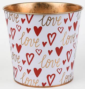 Декоративное кашпо "Love" D15XH13,5CM/B11,5CM, металл, белый