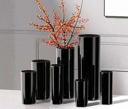 Ваза стеклянная D15 * H40,  1 шт., черный