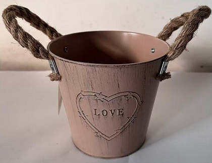 Кашпо металлическое 14,5*9,5*13, 1 шт., персиково-розовый