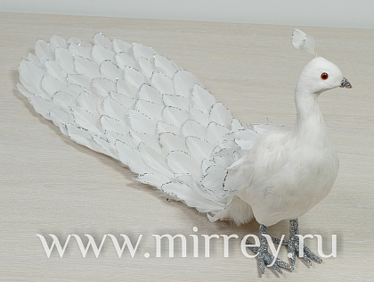 Декоративная фигура Павлин, 75x22x32 см, белый