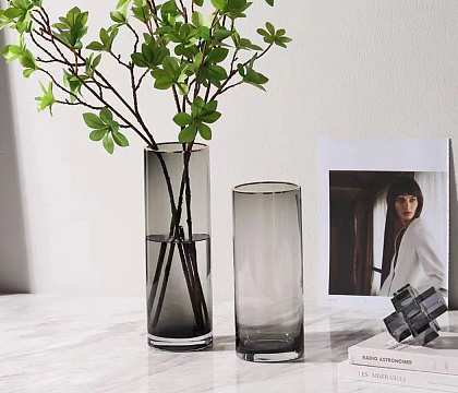 Ваза стеклянная D10 * H25, 1 шт., серый