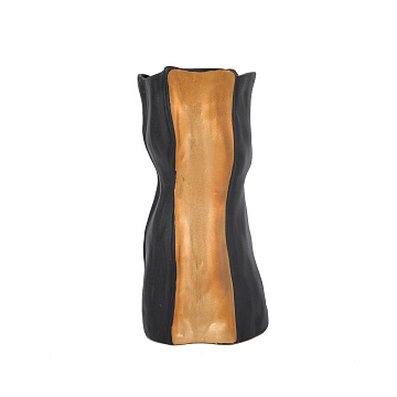 Ваза керамическая, цвет черно-золотой, 12*26,5 см