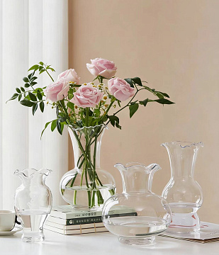 Ваза стеклянная D9,4 * H17,5 см, 1 шт., прозрачный