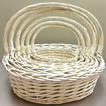 Н-р корзин плетеных (ива): 57*52*19H*49HH, 51*45*17H*45HH, 44*38*15H*38HH, 38*32*12H*32HH, 33*24*11H*30HH, 27*19*10H*26HH, 6 шт., выбеленный