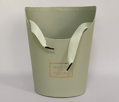 Коробка под цветы, с ручкой, 17x14x22 см, св. зеленый